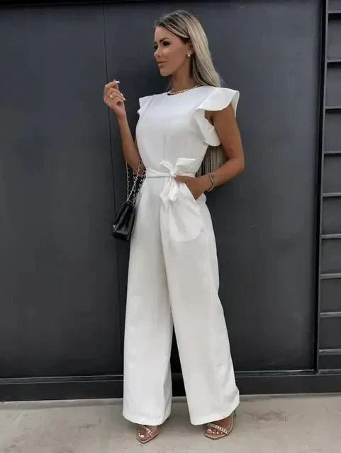 Elegant Women's Jumpsuit with Ruffle Sleeves