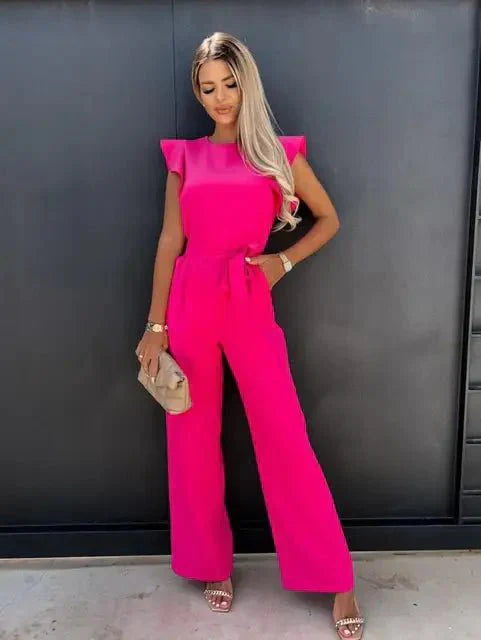Elegant Women's Jumpsuit with Ruffle Sleeves