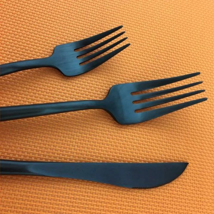 Black Stainless Steel Flatware Set - Modern 24 or 48-Piece Dining Utensils