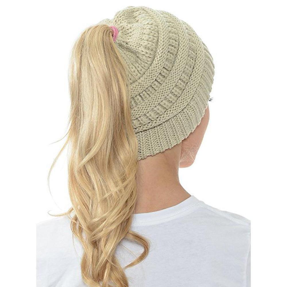 Ponytail Beanie Winter Hat for Long Hair