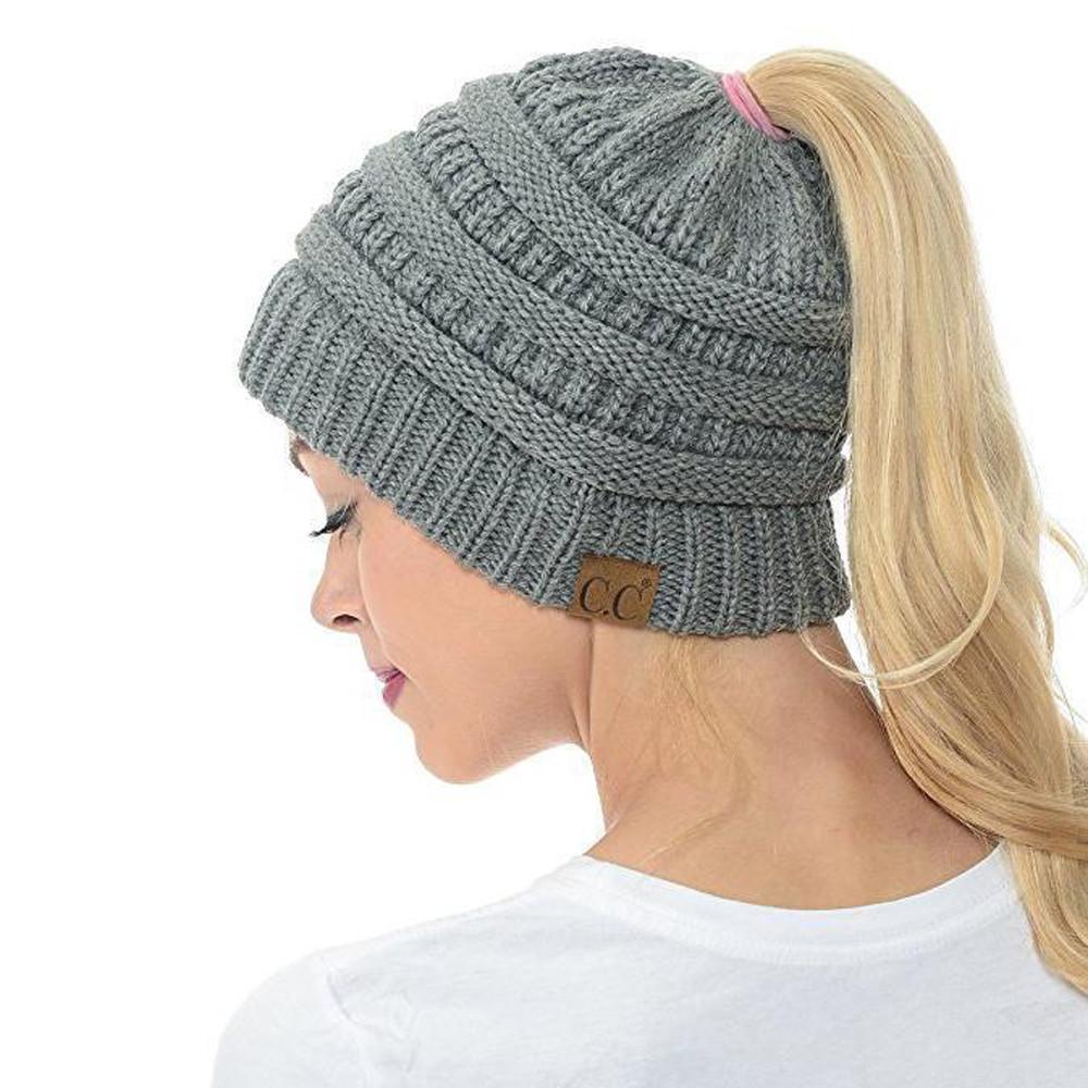 Ponytail Beanie Winter Hat for Long Hair