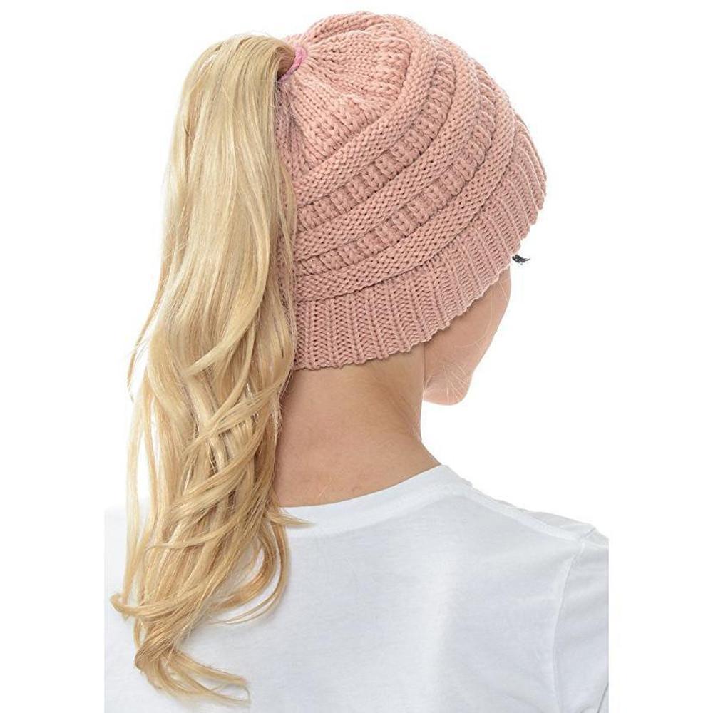 Ponytail Beanie Winter Hat for Long Hair
