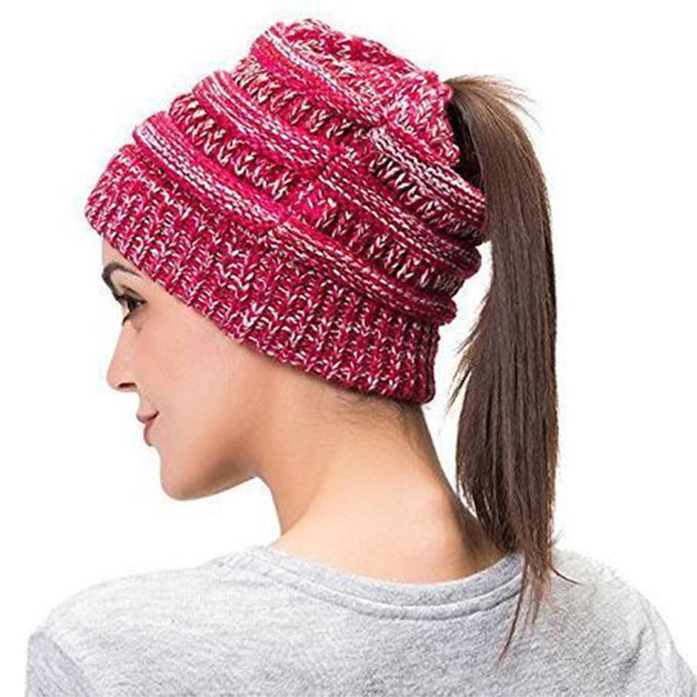 Ponytail Beanie Winter Hat for Long Hair