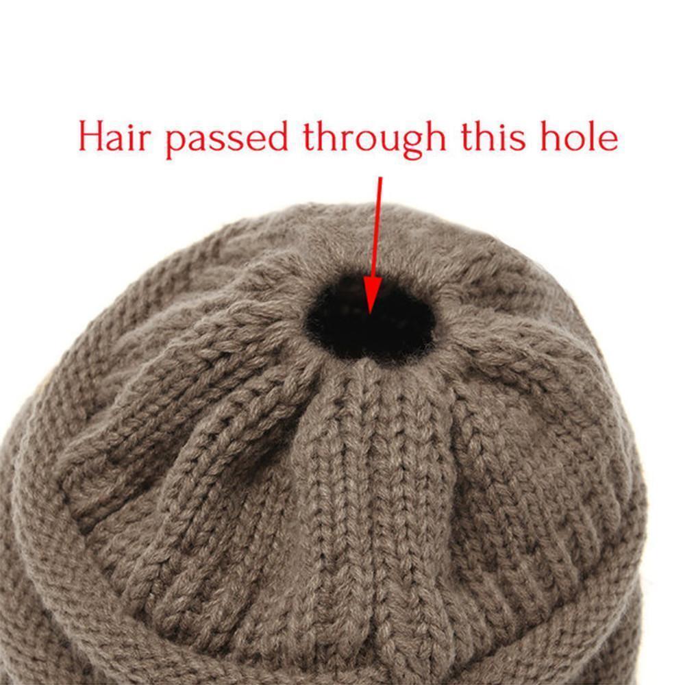 Ponytail Beanie Winter Hat for Long Hair