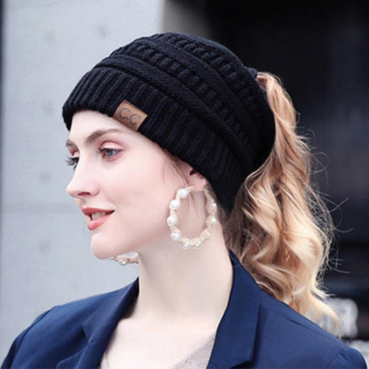 Ponytail Beanie Winter Hat for Long Hair