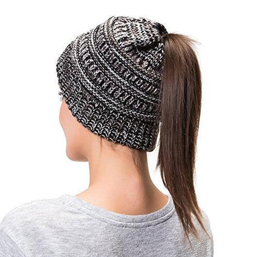 Ponytail Beanie Winter Hat for Long Hair