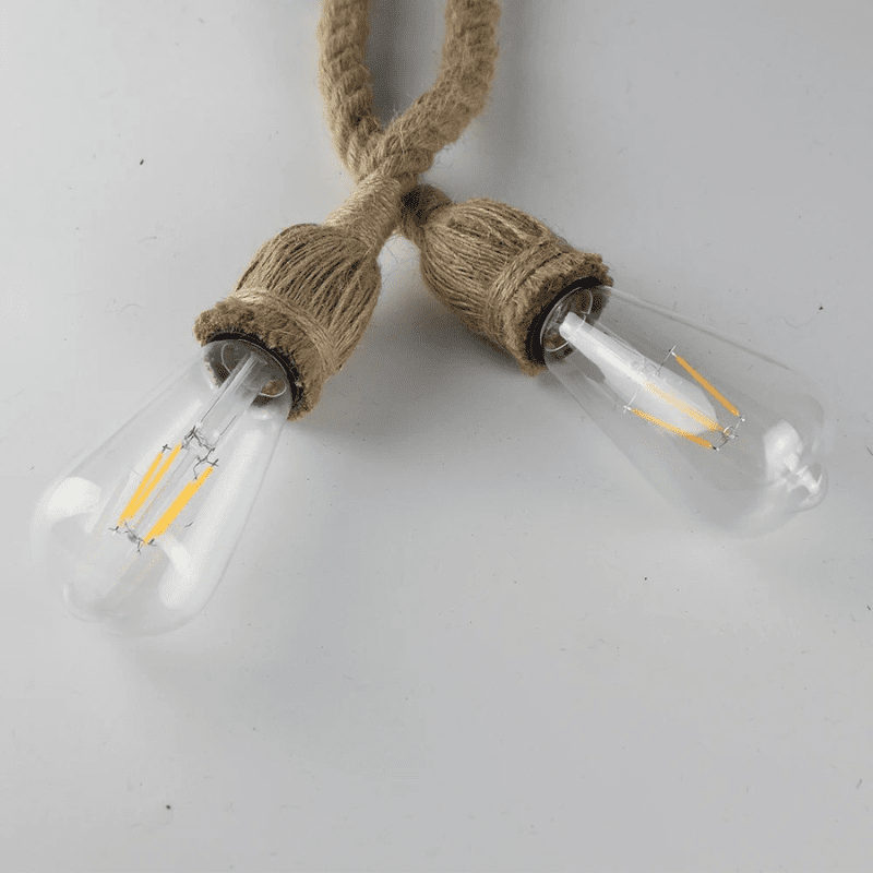 Vintage Hemp Rope Pendant Light with Adjustable Lengths