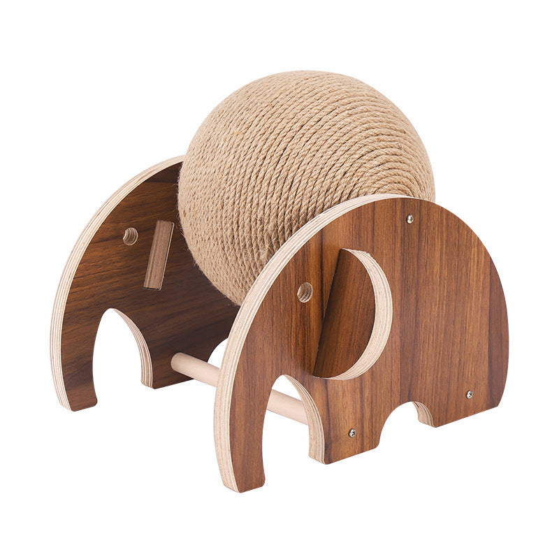 Wooden Cat Scratching Post with Sisal Rope and Play Balls