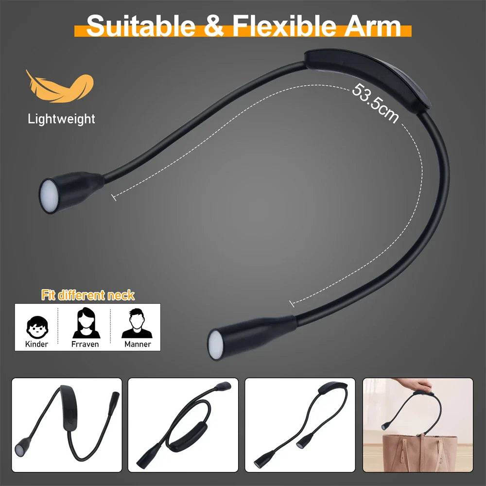 Ergonomic Rechargeable Neck Lamp with Adjustable Light Colors