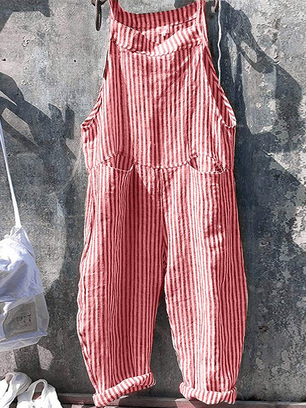 Soft Cotton-Linen Wide Leg Dungarees with Adjustable Straps