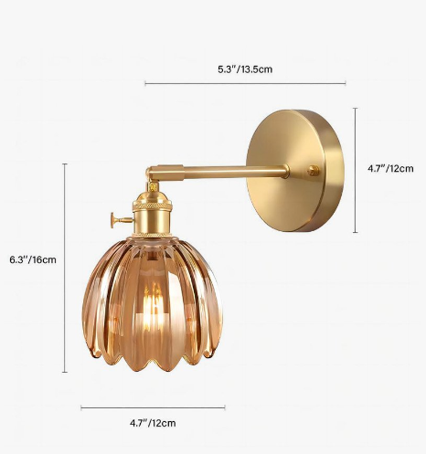 Tulip Glass Wall Light with Vintage Floral Design
