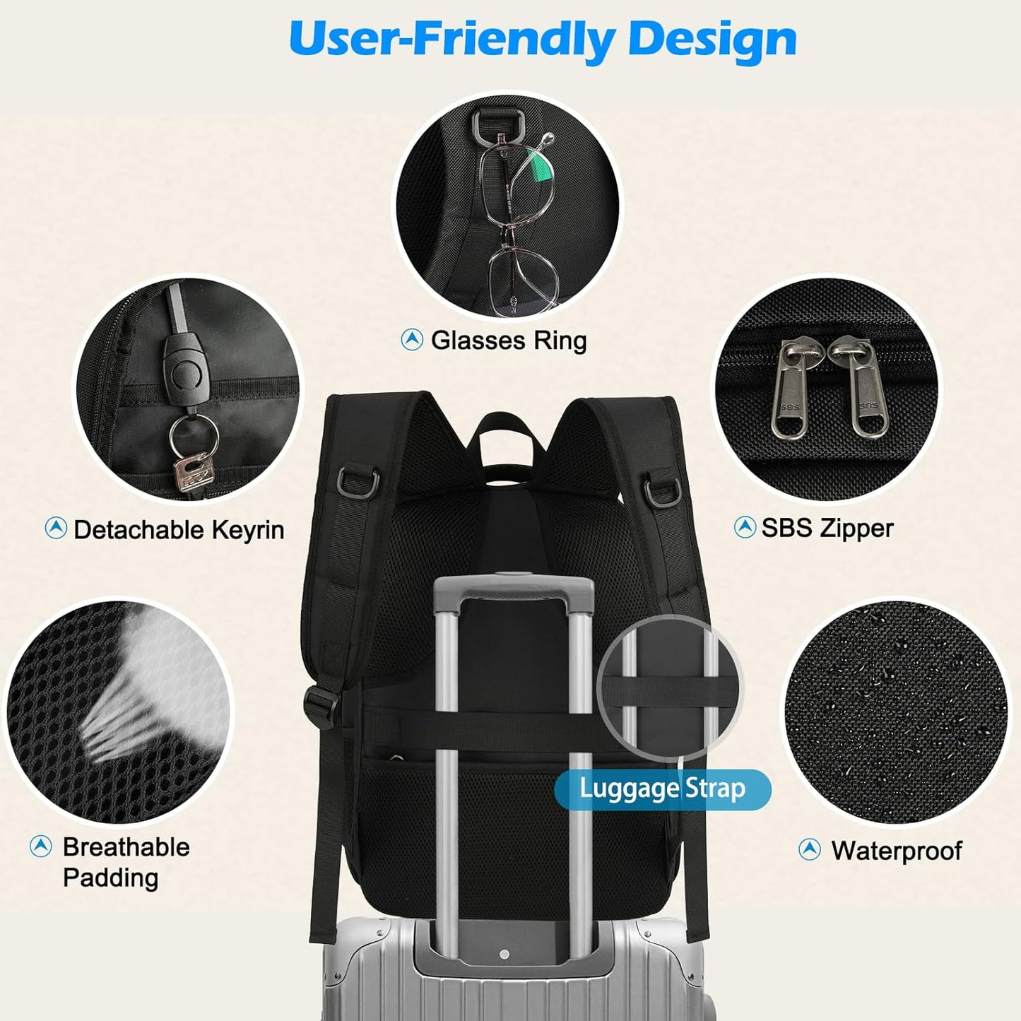 Waterproof Laptop Backpack with Insulated Lunch Compartment and USB Port