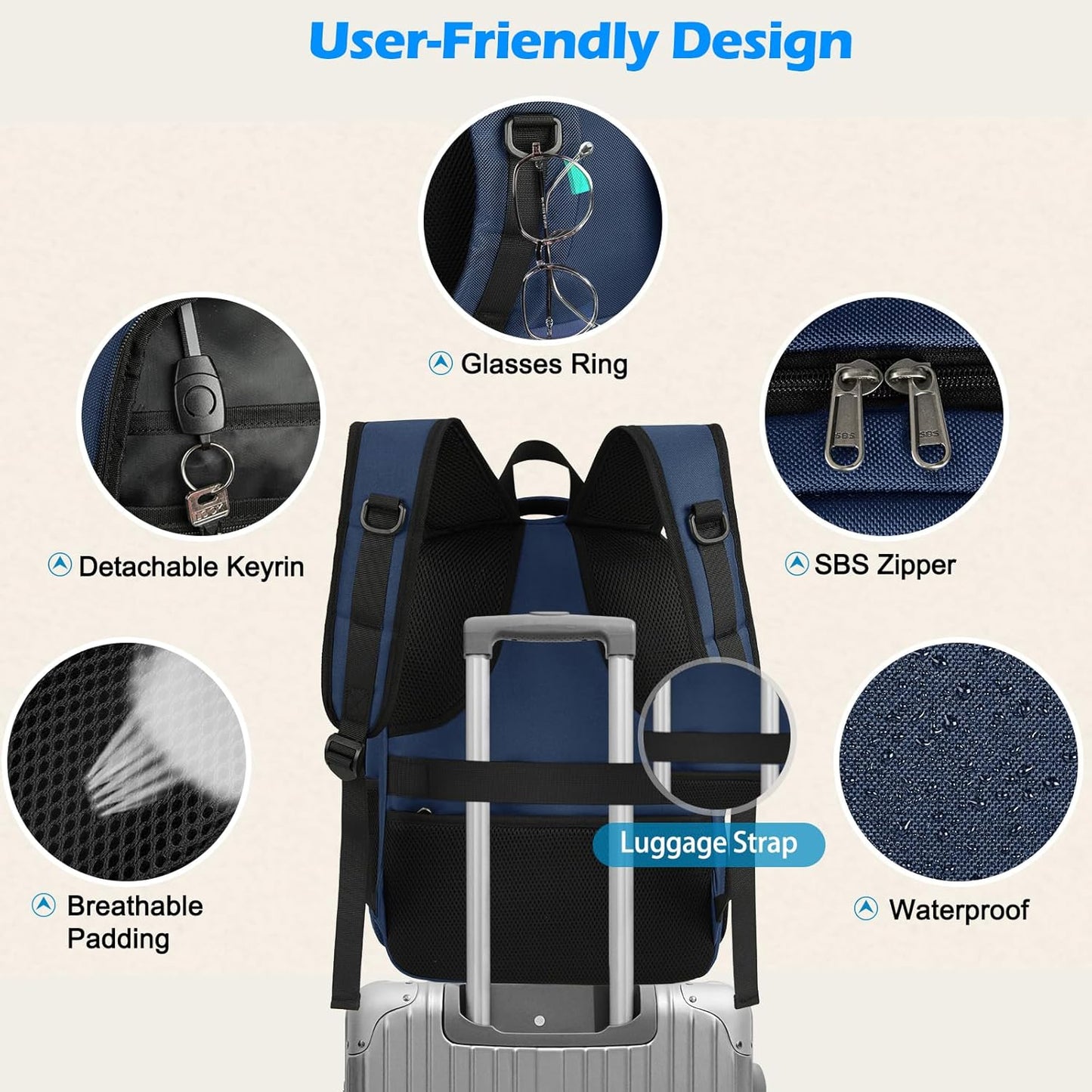 Waterproof Laptop Backpack with Insulated Lunch Compartment and USB Port
