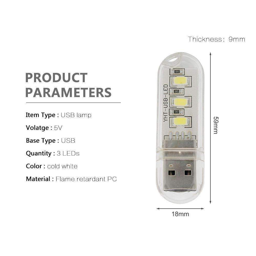 Mini USB LED Night Light - Cold White Portable Lamp