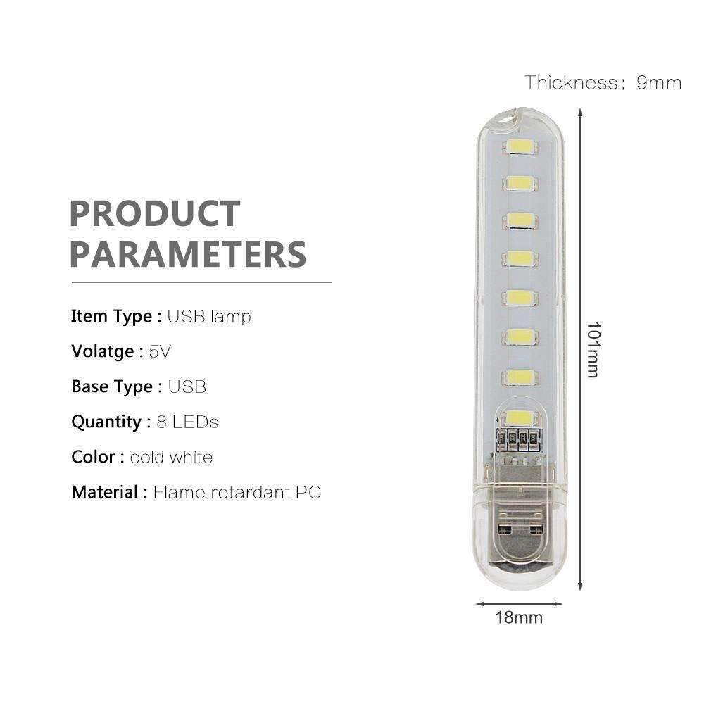 Mini USB LED Night Light - Cold White Portable Lamp