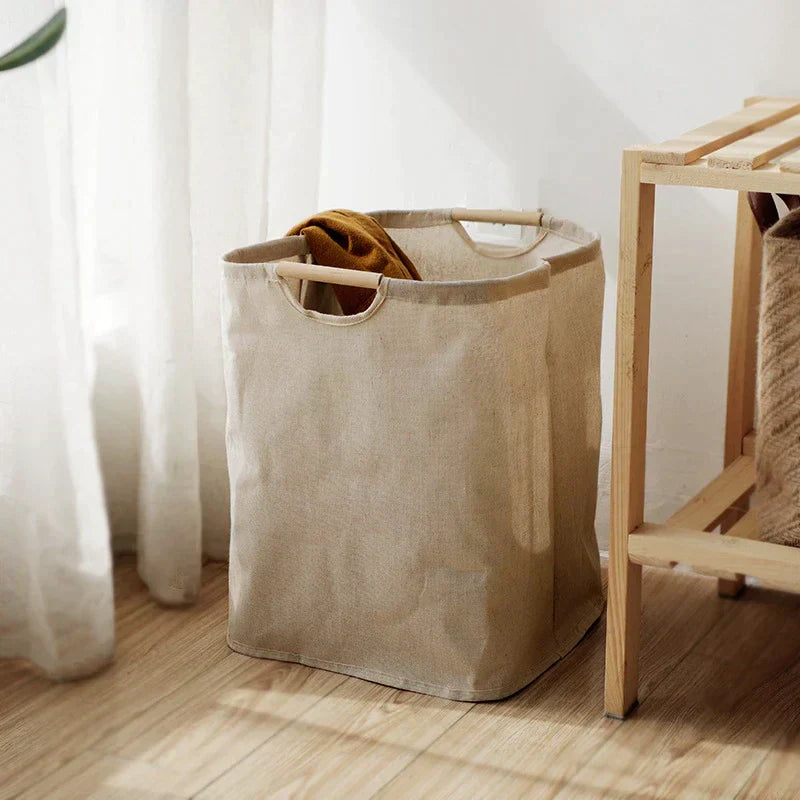 Foldable Japanese Style Cotton-Linen Storage Basket