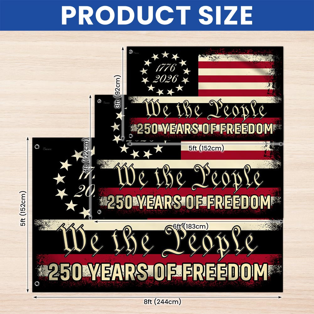 We the People 250 Grommet Flag - Double-Sided Canvas, Patriotic Design