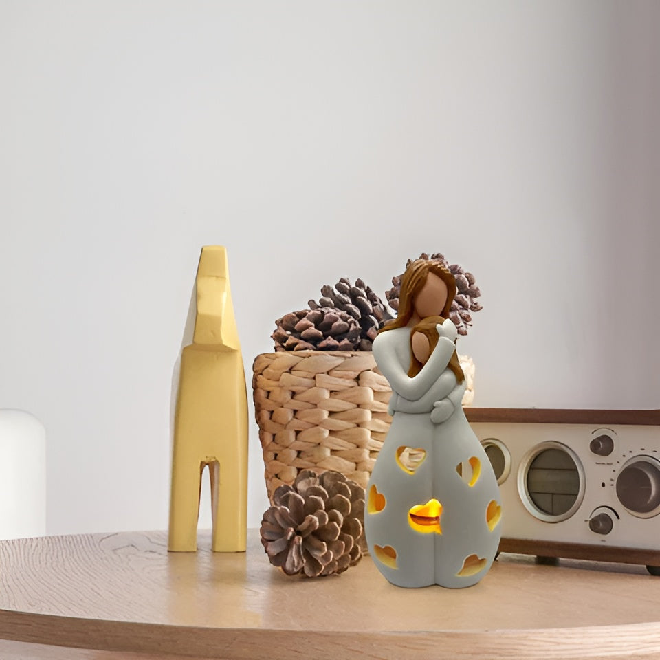 Mother Daughter Candle Holder - Embrace Glow Decorative Accent