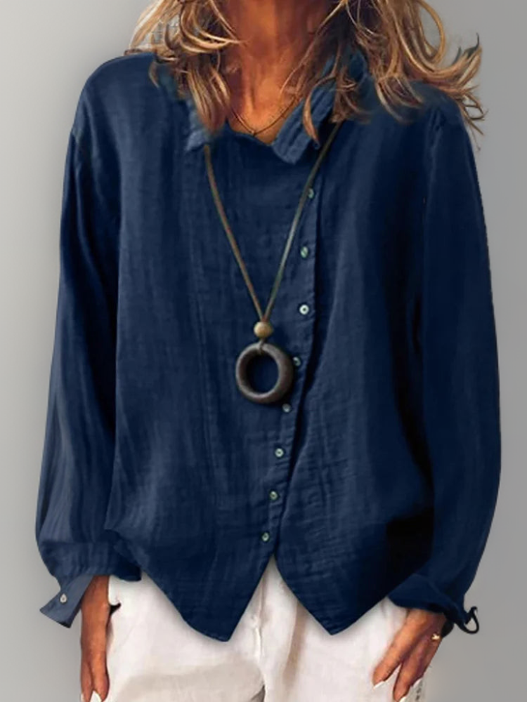 Airy Button Blouse for Women - Elegant Loose Fit Top