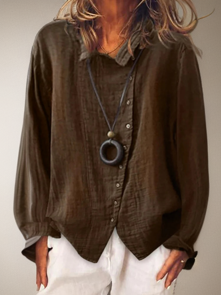 Airy Button Blouse for Women - Elegant Loose Fit Top