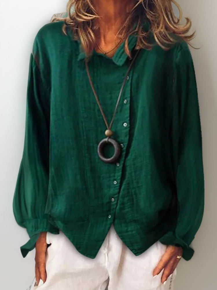 Airy Button Blouse for Women - Elegant Loose Fit Top