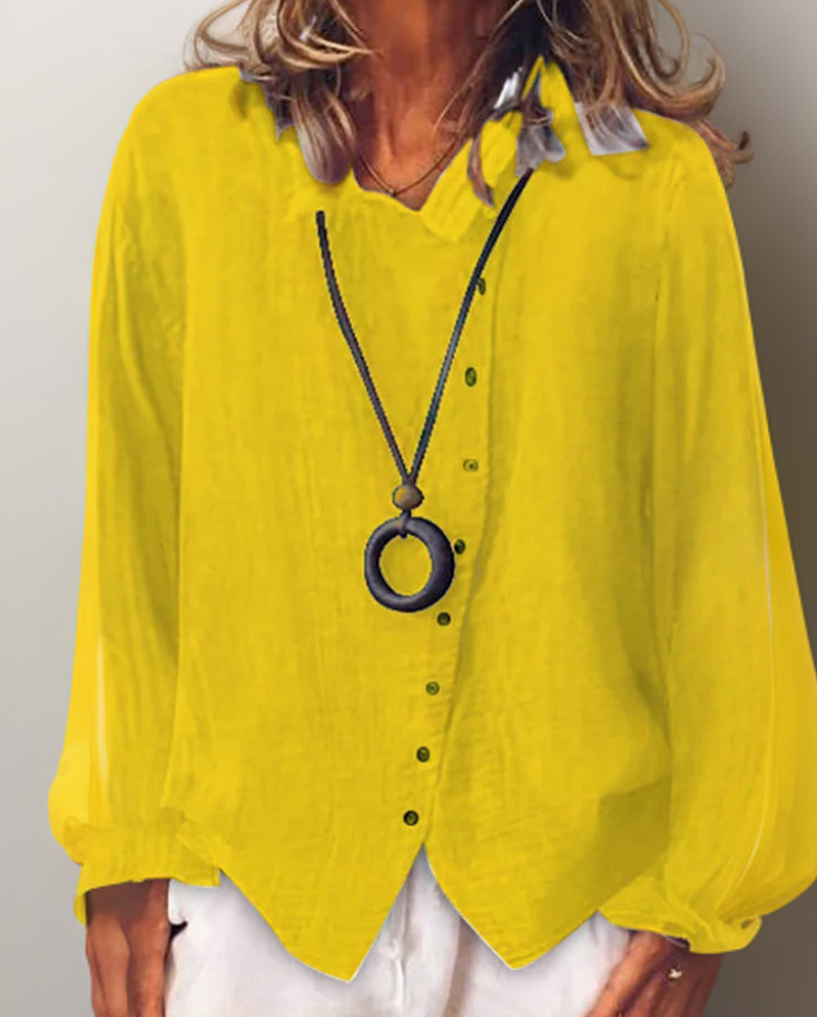 Airy Button Blouse for Women - Elegant Loose Fit Top