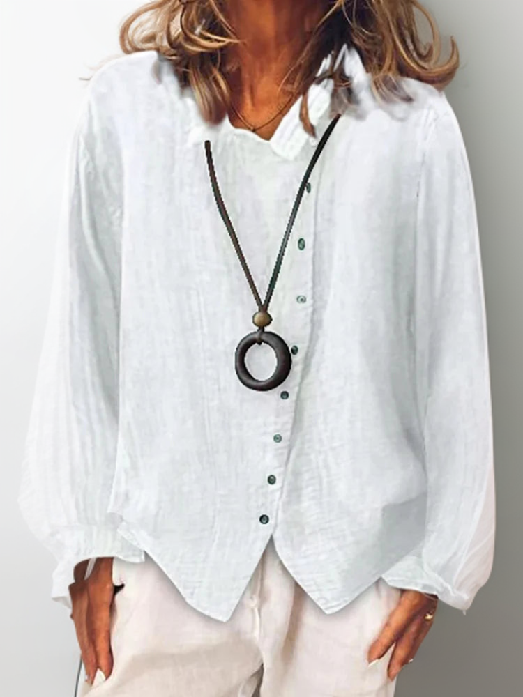 Airy Button Blouse for Women - Elegant Loose Fit Top