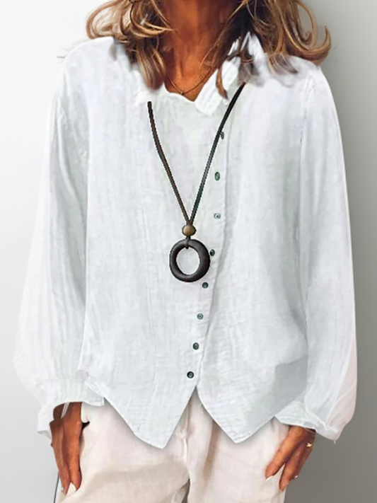 Airy Button Blouse for Women - Elegant Loose Fit Top