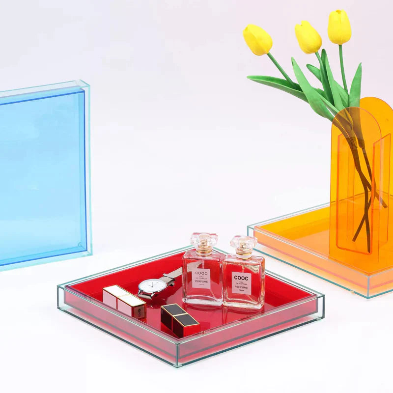 Colorful Acrylic Serving Tray with Smooth Rounded Corners