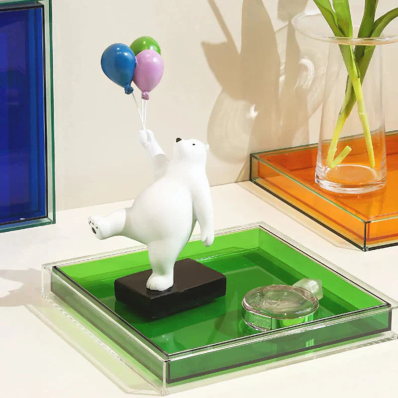 Colorful Acrylic Serving Tray with Smooth Rounded Corners