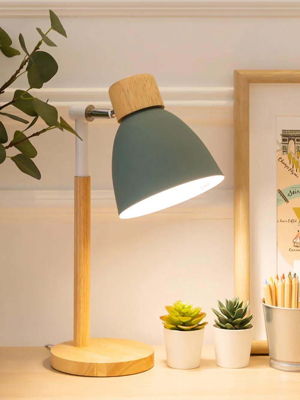 Nordic Adjustable Table Lamp in Wood and Iron