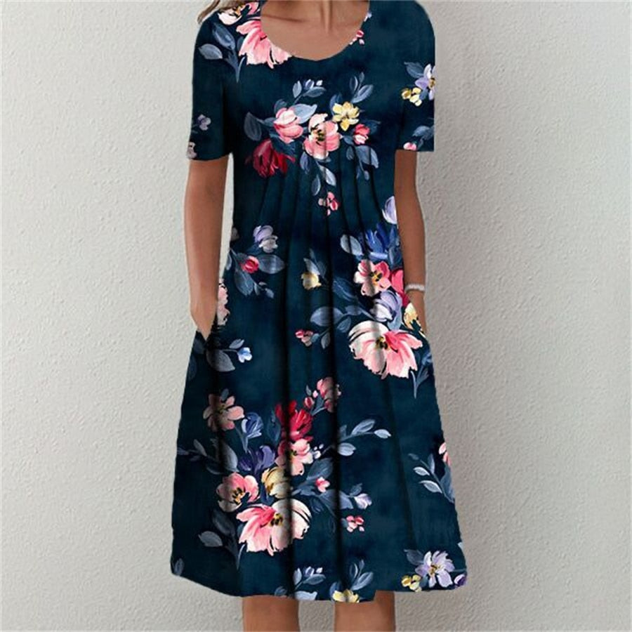 Bohemian Floral Print Midi Dress