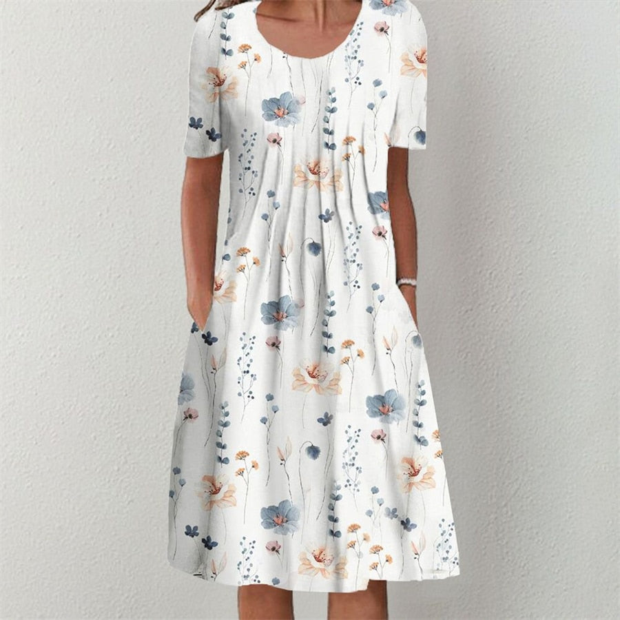 Bohemian Floral Print Midi Dress