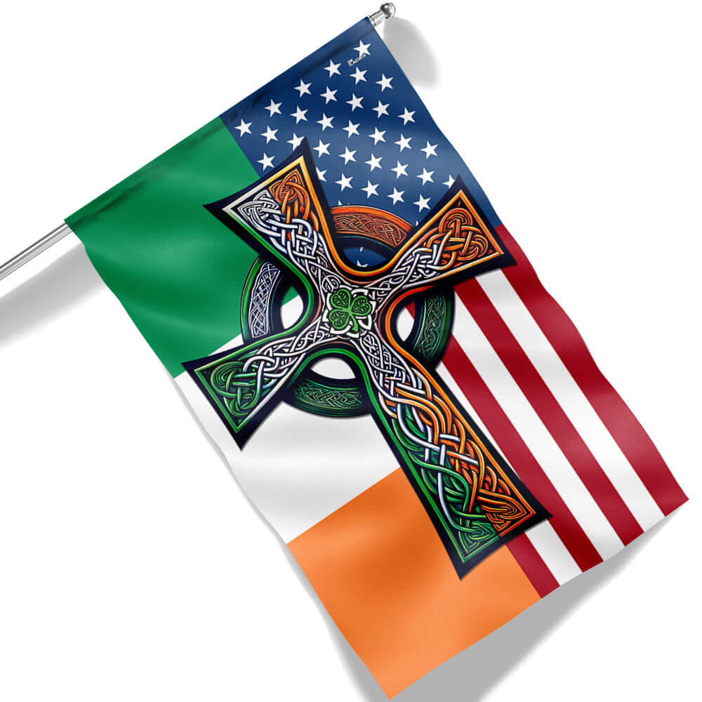 Irish Celtic Knot Cross St. Patrick's Day Flag - Custom Handcrafted Decor