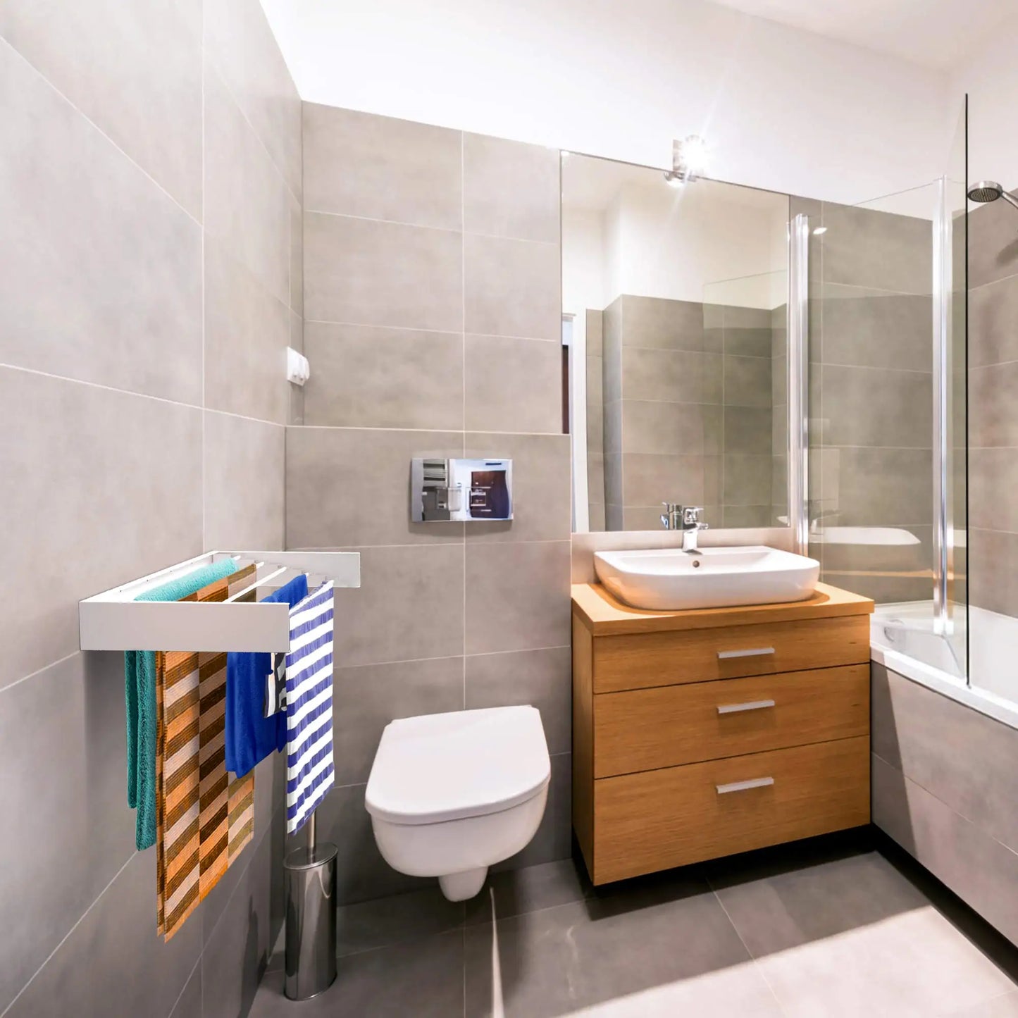Collapsible Wall-Mounted Drying Rack for Indoor and Outdoor Use