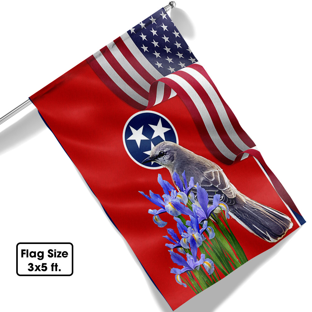 Tennessee State Mockingbird and Iris Flower Double-Sided Flag