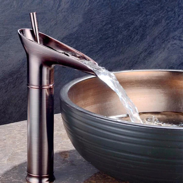 Antique Bronze Waterfall Bathroom Sink Faucet