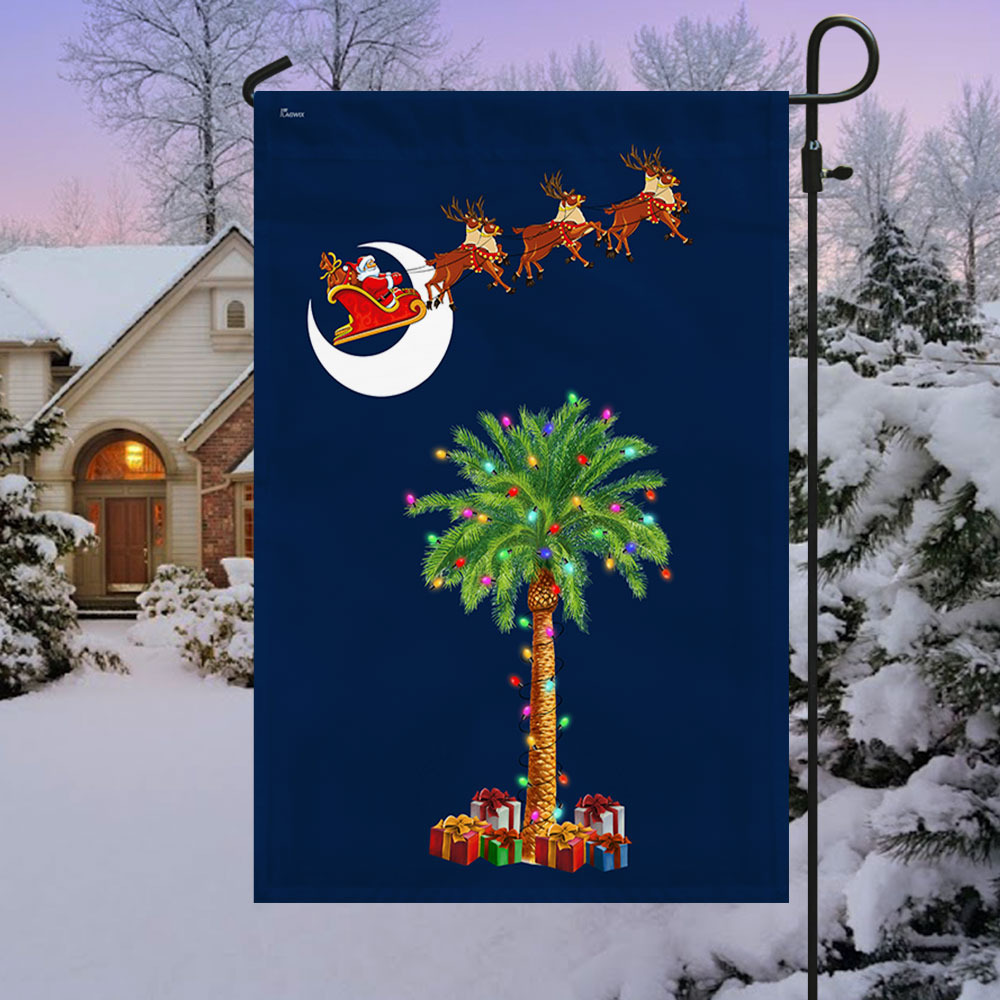 South Carolina Christmas Flag with Santa and Palmetto Tree