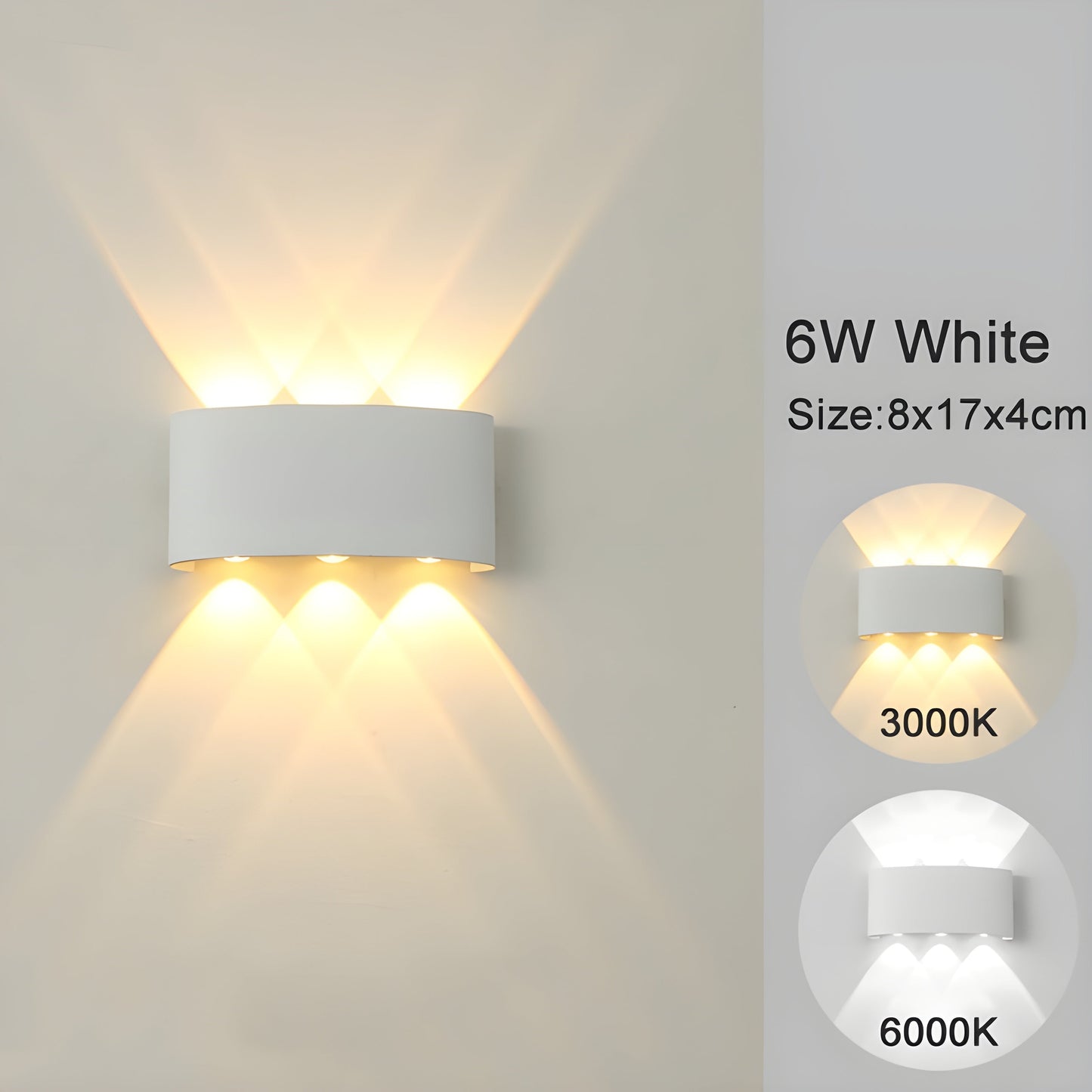 LED Wall-Mounted Upward and Downward Lights for Indoor and Outdoor Use