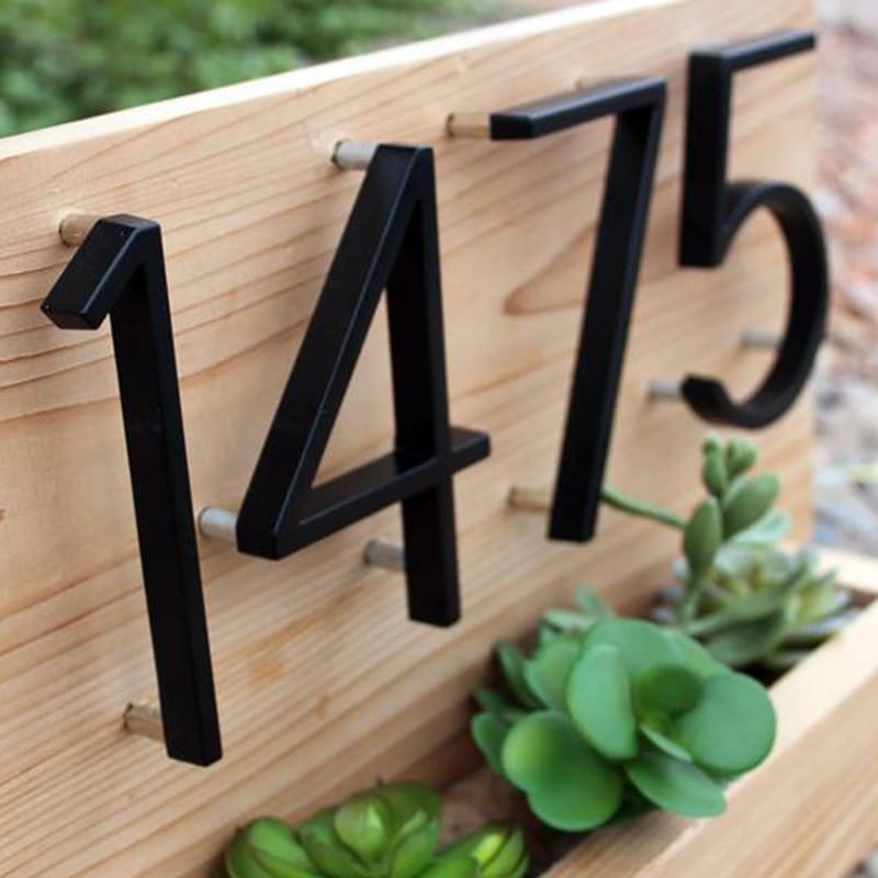 Modern Black Metal House Numbers - Weatherproof and Stylish