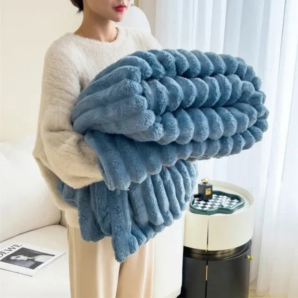 Cloud Nine Plush Ribbed Throw Blanket