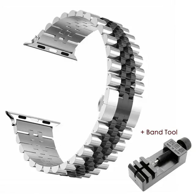 Stainless Steel Apple Watch Bracelet - Adjustable, Elegant Design
