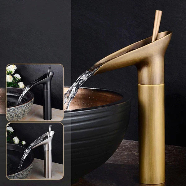 Antique Bronze Waterfall Bathroom Sink Faucet