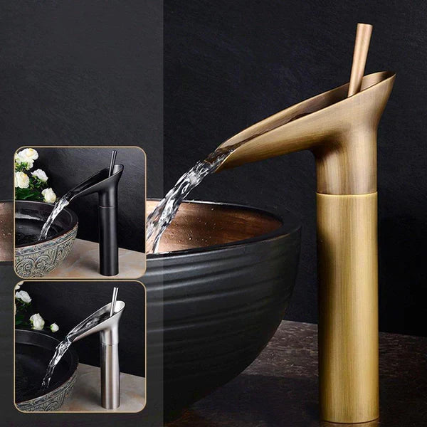 Antique Brass Waterfall Bathroom Faucet