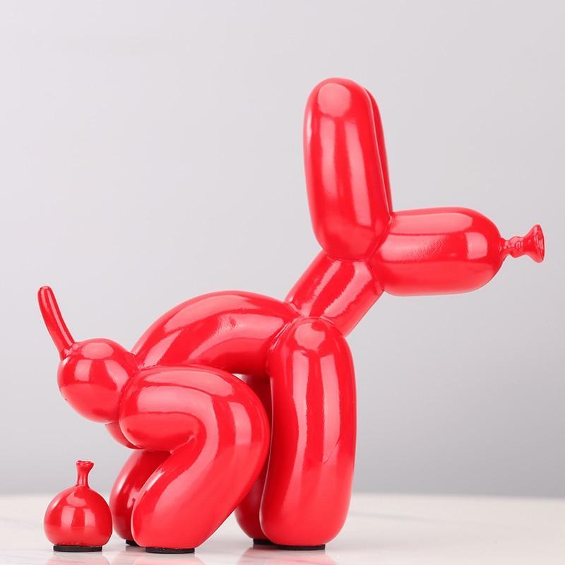 Resin Dog Figurine with Lifelike Mane and Tail