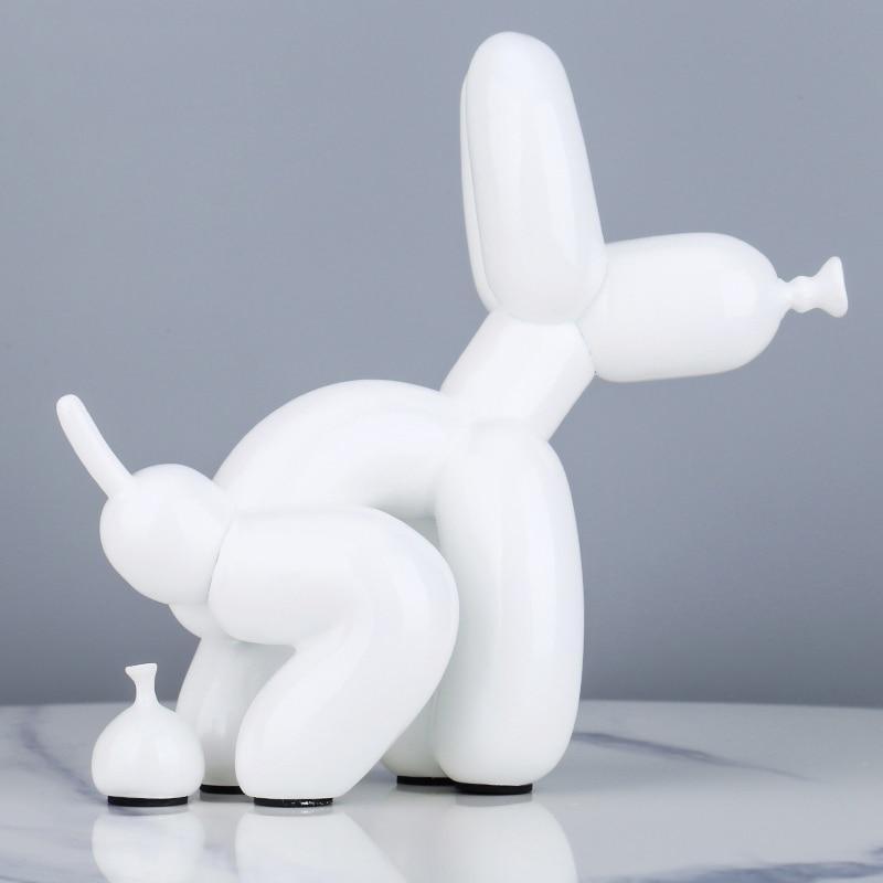 Resin Dog Figurine with Lifelike Mane and Tail