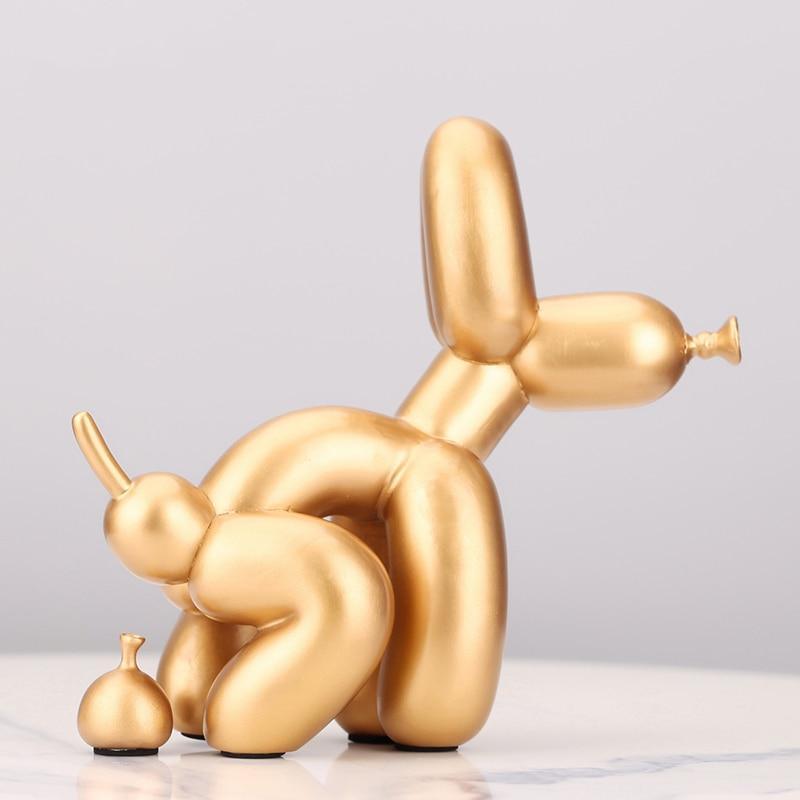 Resin Dog Figurine with Lifelike Mane and Tail