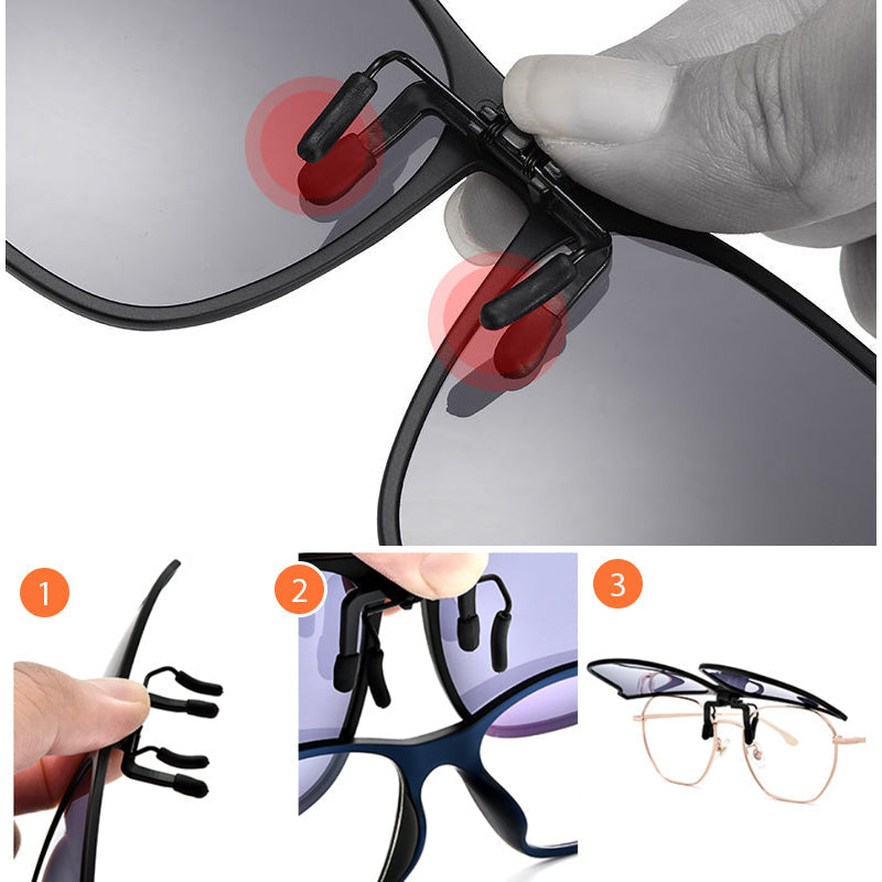 Polarized Clip-On Sunglasses for Clear Vision and Glare Reduction