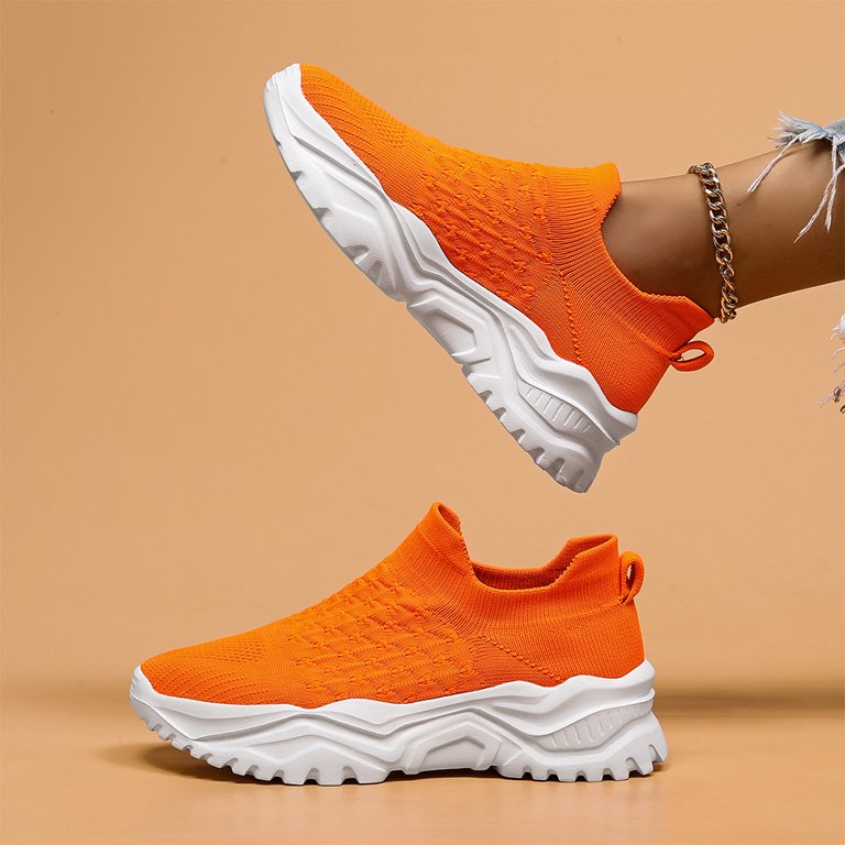 Women's Orange and White Ortho Cloud Slip-On Shoes
