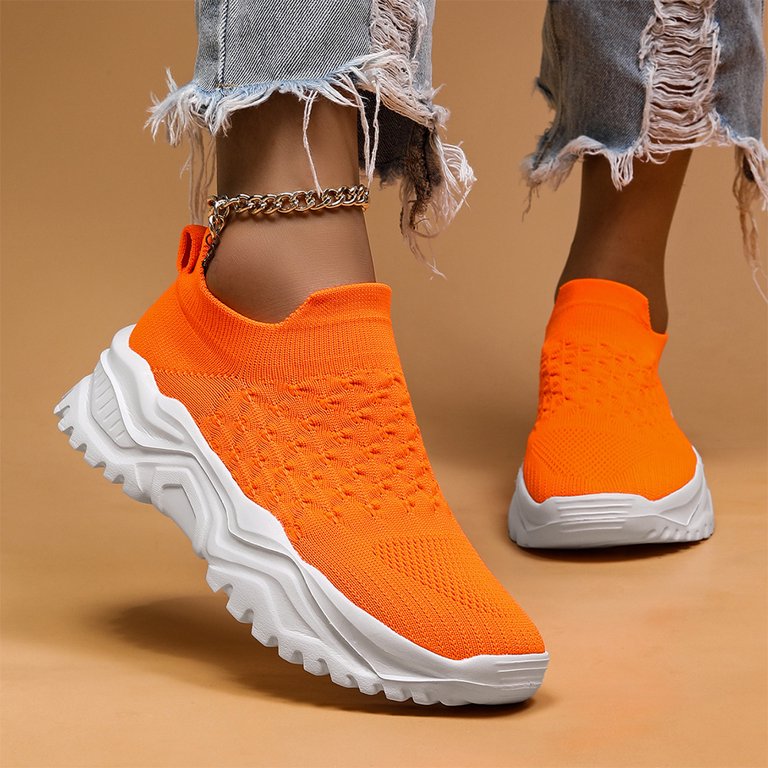 Women's Orange and White Ortho Cloud Slip-On Shoes